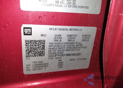 2021 Chevrolet Silverado 1500 4Wd Short Bed Custom Trail Boss из США, поврежденный, VIN 1GCPYCEFXMZ401837